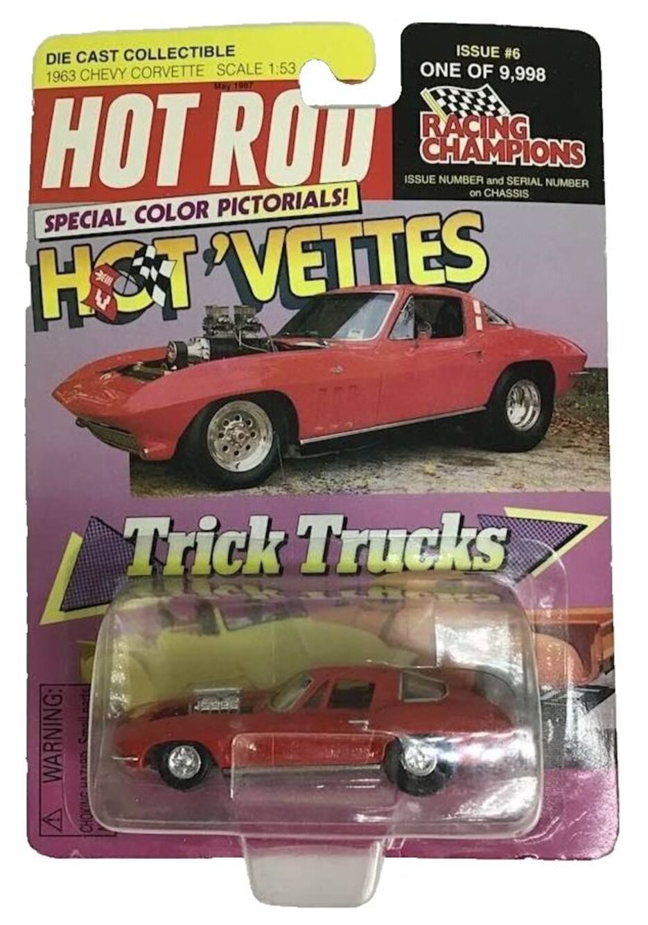 Racing Champion 1963 Chevy Corvette Red Diecast Hot Rod 'Vettes Trick Trucks NEW